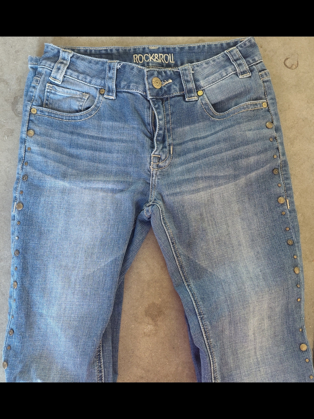 Rock & Roll Denim Women's Light Blue Skinny Jeans with Side Studs